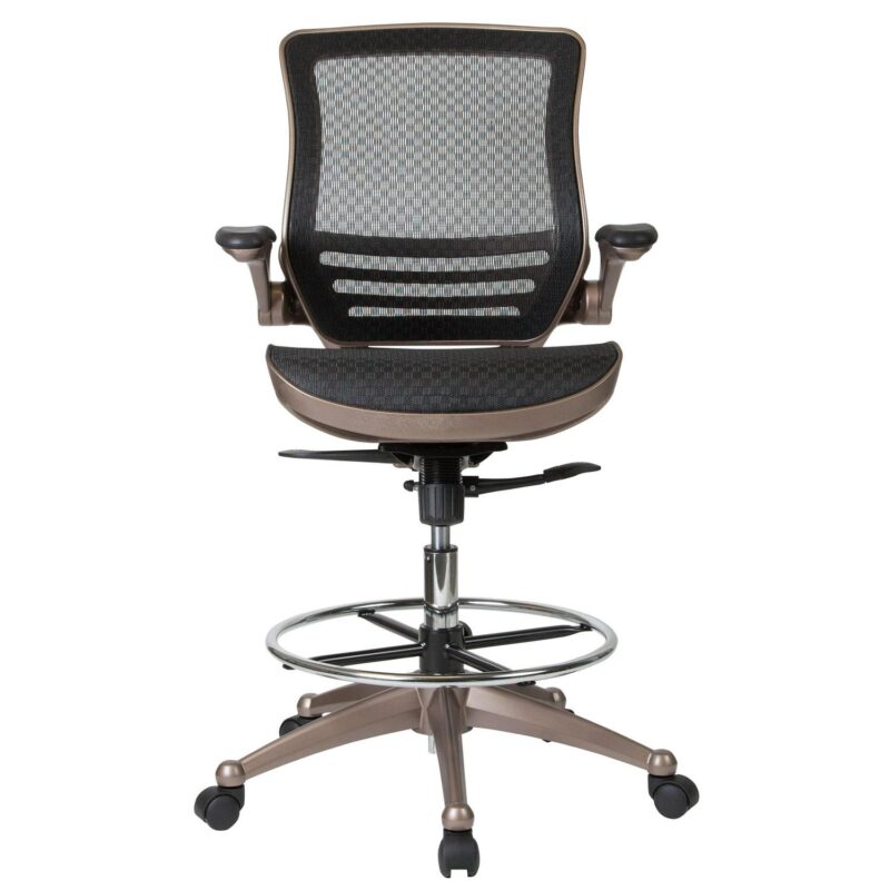 Flash Furniture Waylon Black Mesh/Gold Frame Contemporary Adjustable Height Swivel Mesh Drafting Chair - Image 2