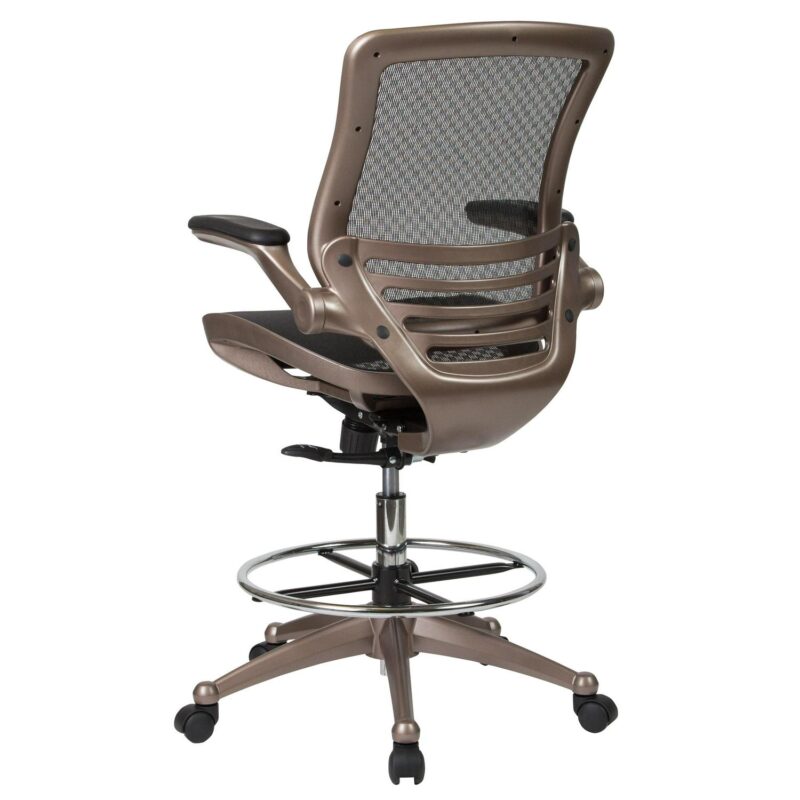 Flash Furniture Waylon Black Mesh/Gold Frame Contemporary Adjustable Height Swivel Mesh Drafting Chair - Image 8