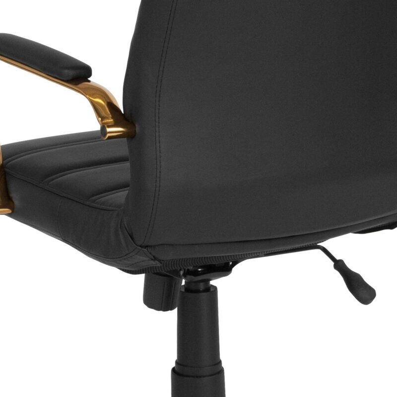 Flash Furniture Whitney Black Leathersoft/Gold Frame Contemporary Adjustable Height Swivel Faux Leather Executive Chair - Image 10