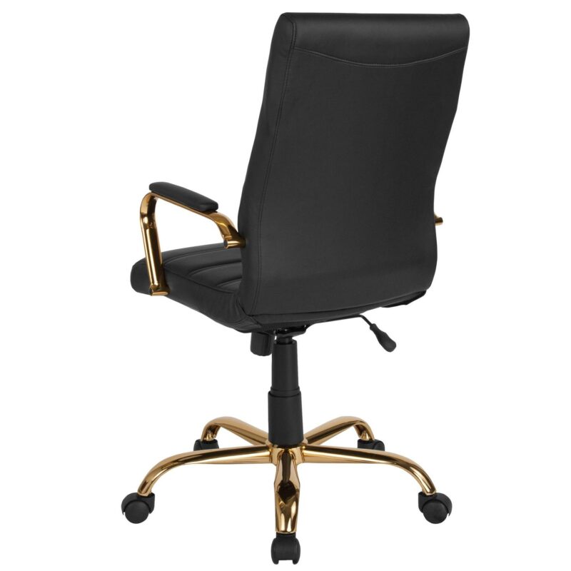 Flash Furniture Whitney Black Leathersoft/Gold Frame Contemporary Adjustable Height Swivel Faux Leather Executive Chair - Image 9