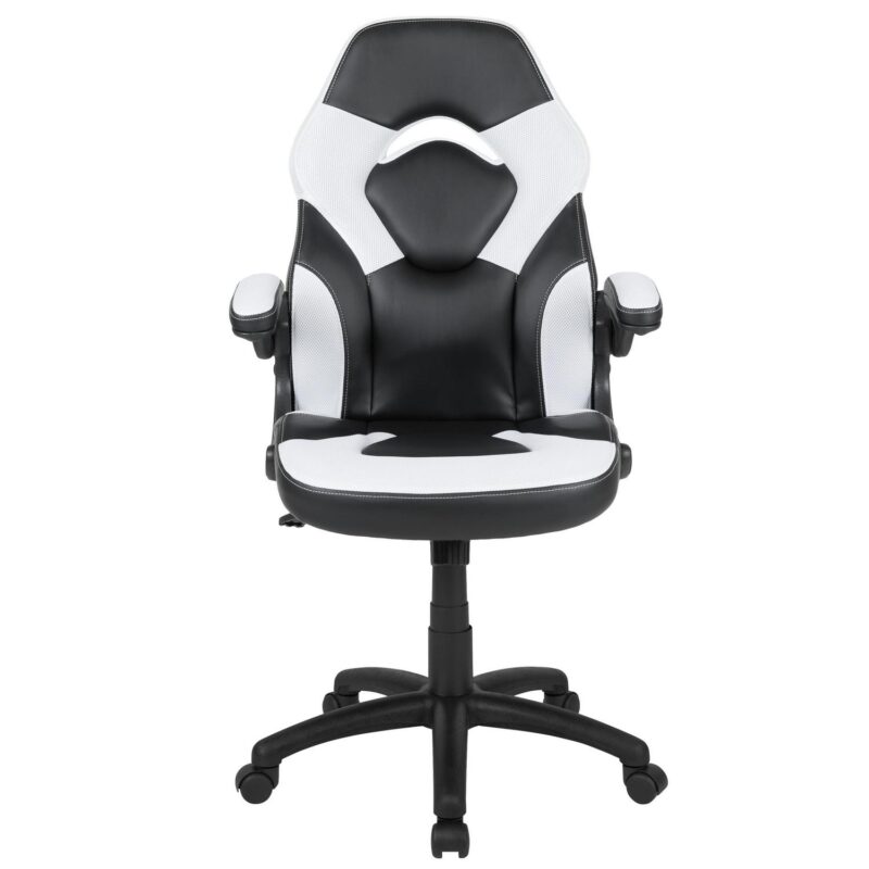 Flash Furniture X10 White Contemporary Adjustable Height Swivel Faux Leather Gaming Chair - Image 2