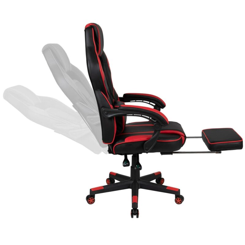 Flash Furniture X40 Black with Red Trim Contemporary Ergonomic Adjustable Height Swivel Faux Leather Gaming Chair - Image 14