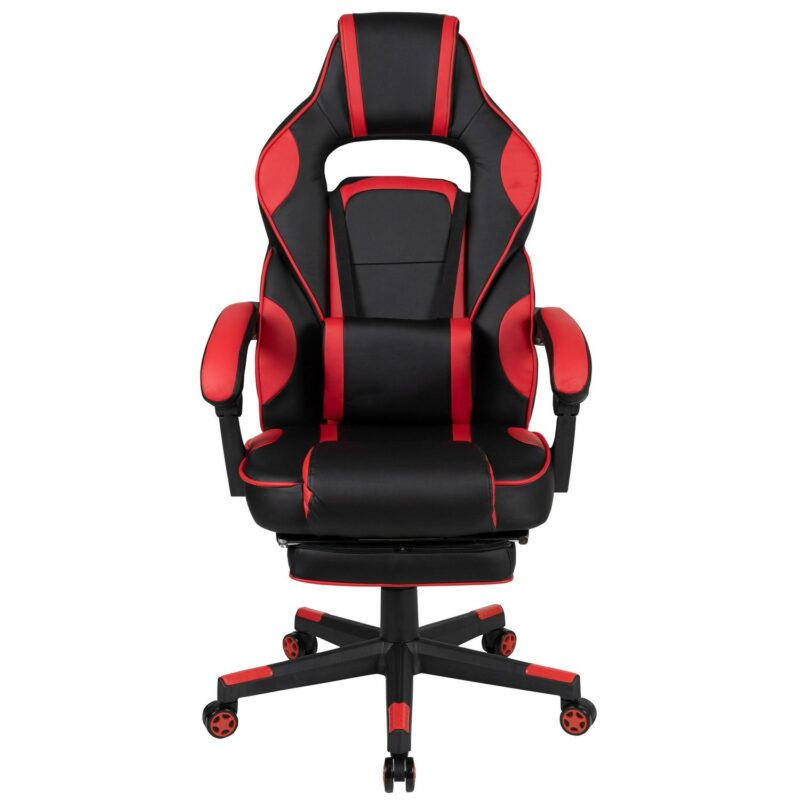 Flash Furniture X40 Black with Red Trim Contemporary Ergonomic Adjustable Height Swivel Faux Leather Gaming Chair - Image 2