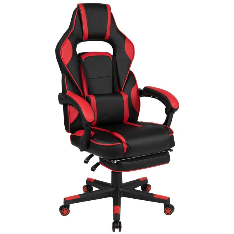 Flash Furniture X40 Black with Red Trim Contemporary Ergonomic Adjustable Height Swivel Faux Leather Gaming Chair