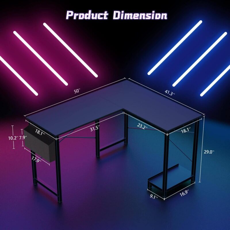 Flynama 41-Inches Black Modern/Contemporary L-shaped desk - Image 4