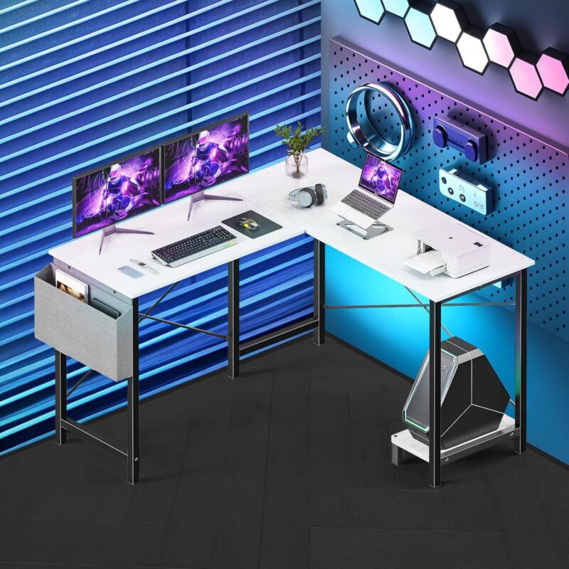 Flynama 50-Inches White Modern/Contemporary L-shaped desk - Image 5