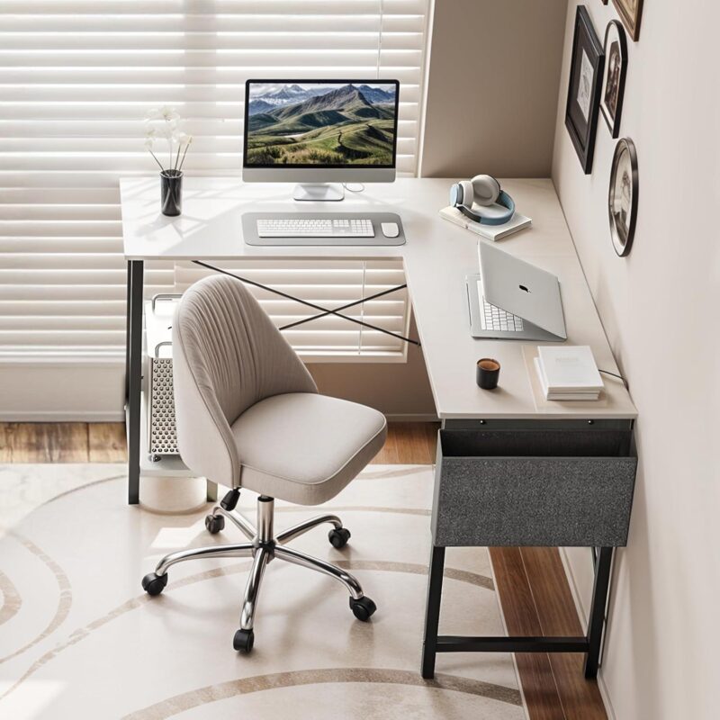 Flynama 50-Inches White Modern/Contemporary L-shaped desk - Image 6
