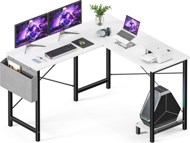 Flynama 50-Inches White Modern/Contemporary L-shaped desk