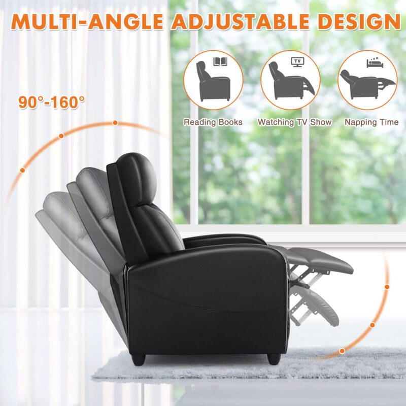 Flynama Black Faux leather Upholstered Tufted Zero Gravity Massage chair - Image 7