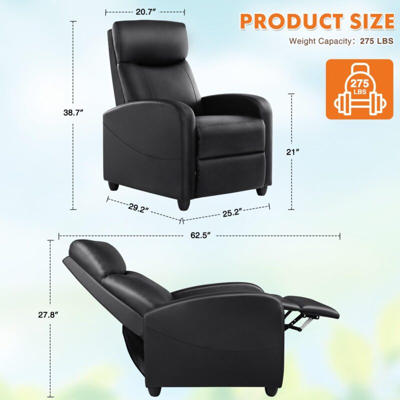 Flynama Black Faux leather Upholstered Tufted Zero Gravity Massage chair - Image 6
