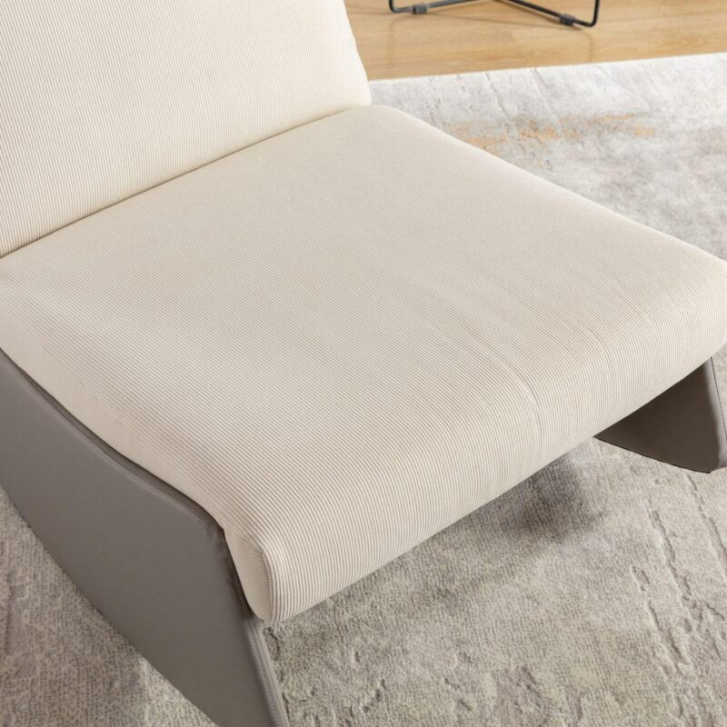 Flynama Gray Corduroy Upholstered Recliner - Image 3