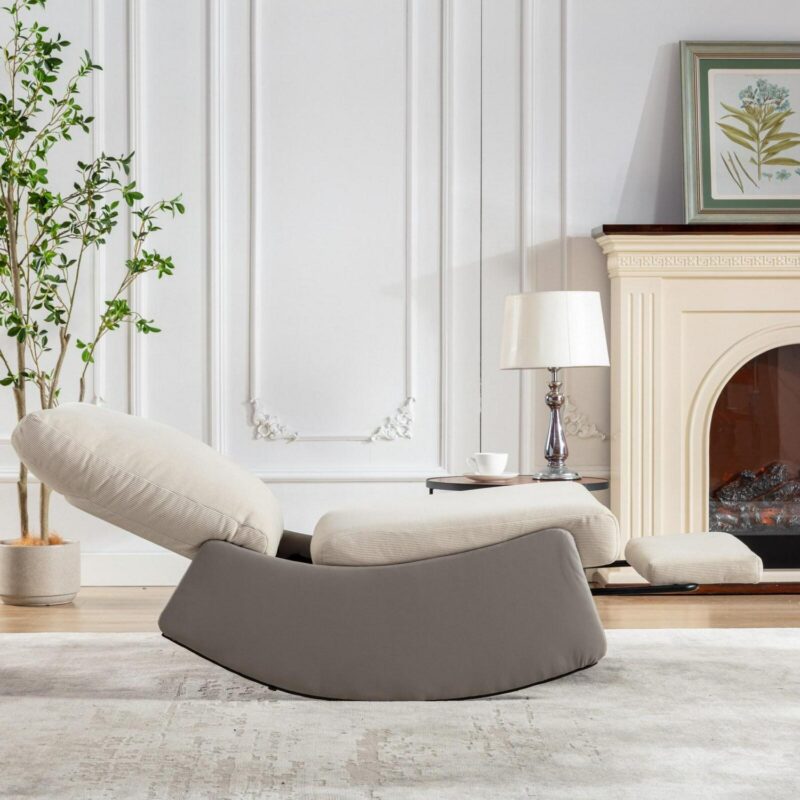 Flynama Gray Corduroy Upholstered Recliner - Image 11