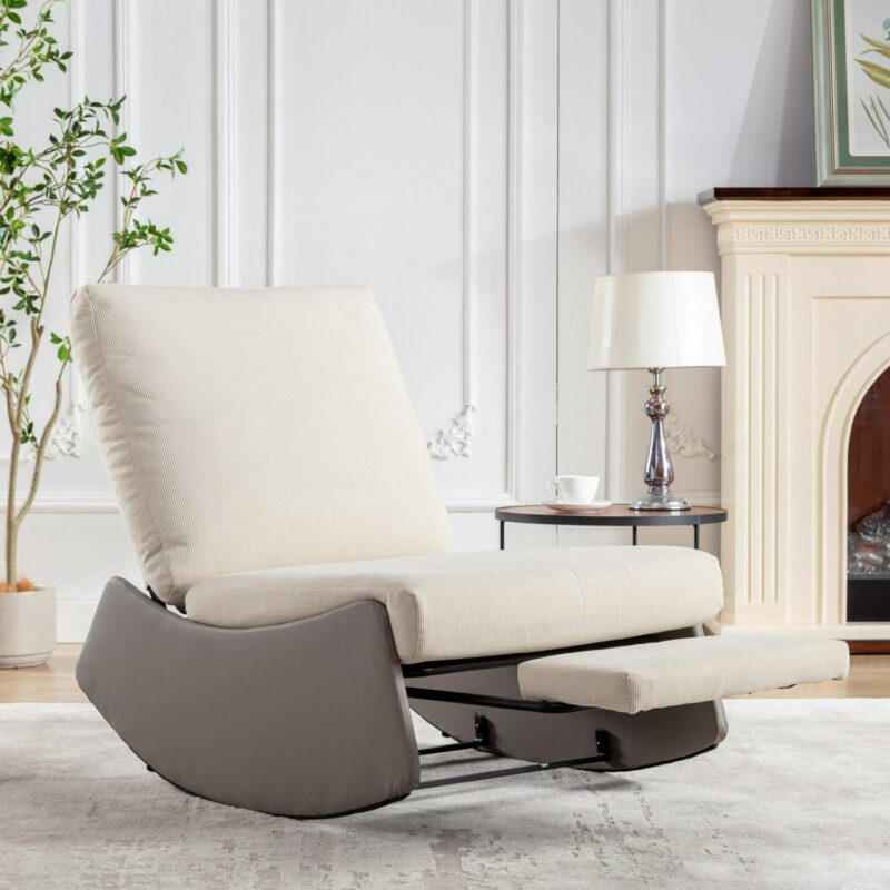 Flynama Gray Corduroy Upholstered Recliner - Image 2