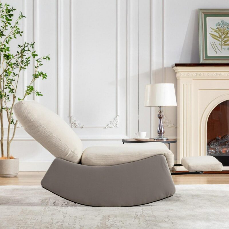 Flynama Gray Corduroy Upholstered Recliner - Image 5