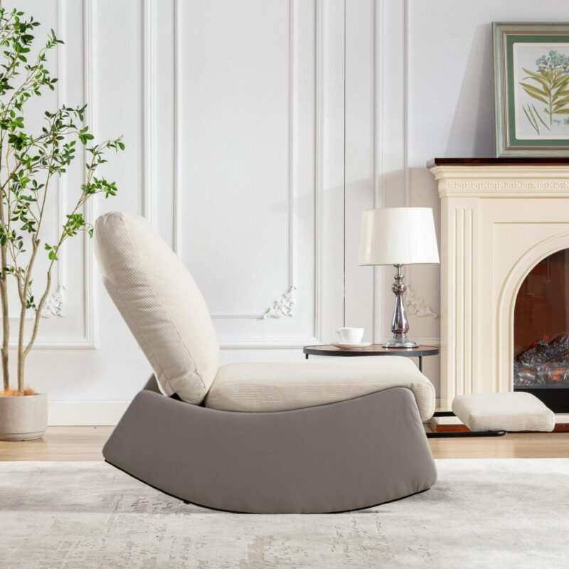 Flynama Gray Corduroy Upholstered Recliner - Image 9