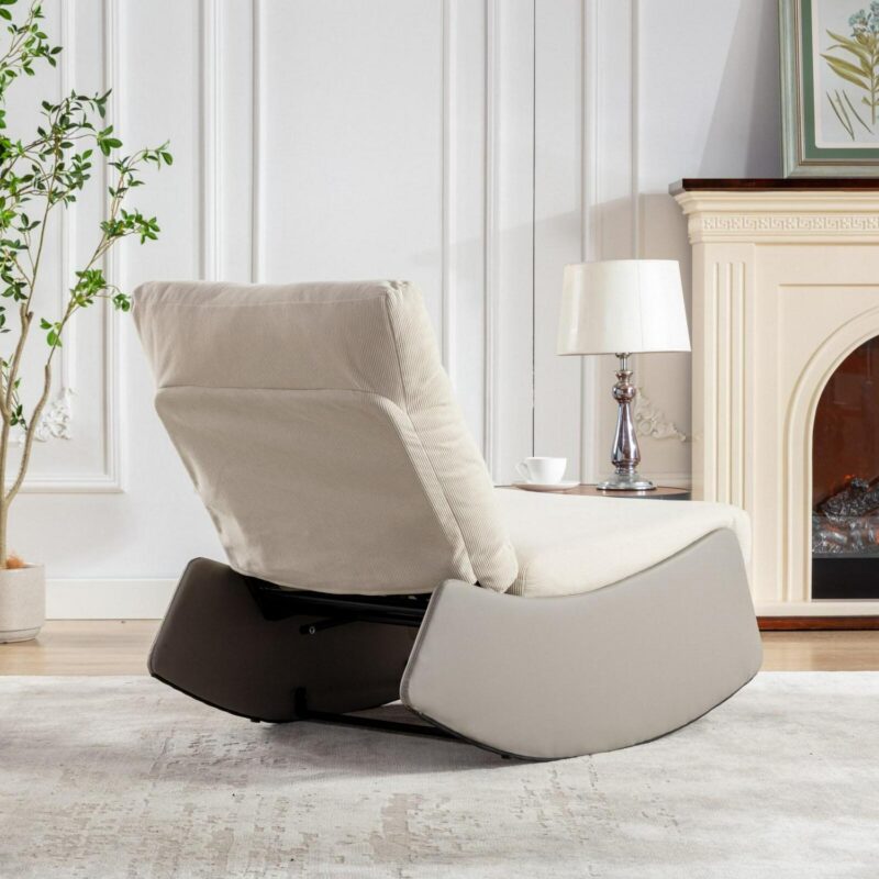 Flynama Gray Corduroy Upholstered Recliner - Image 10