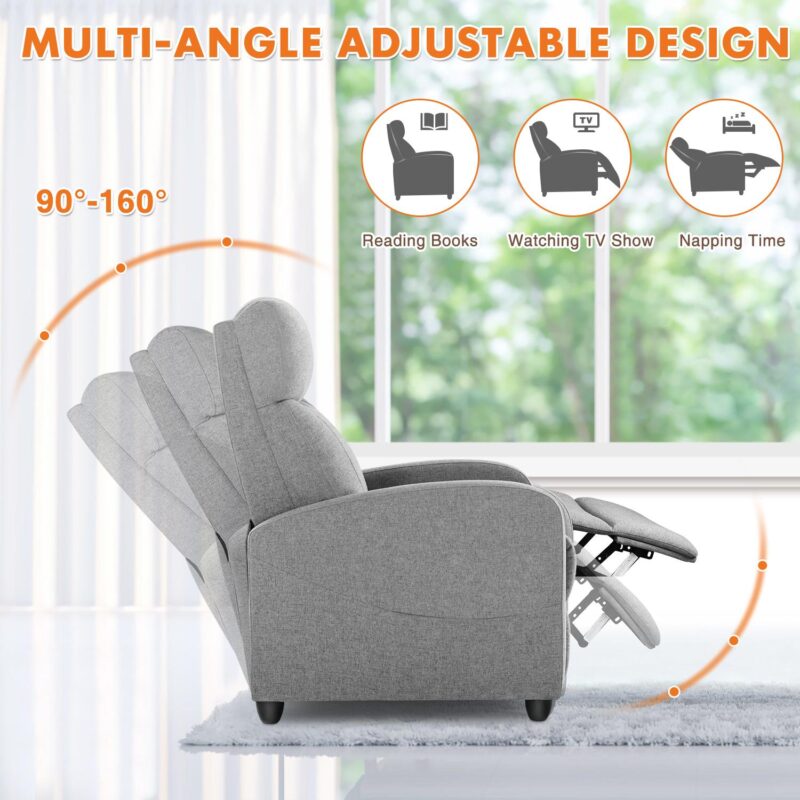 Flynama Gray Polyester Upholstered Tufted Zero Gravity Massage chair - Image 2
