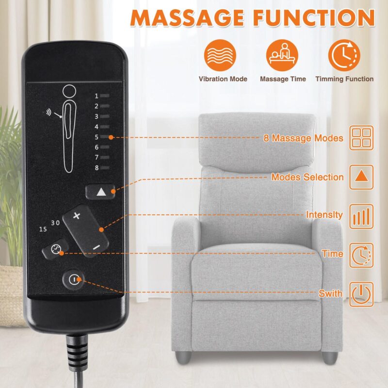 Flynama Gray Polyester Upholstered Tufted Zero Gravity Massage chair - Image 5
