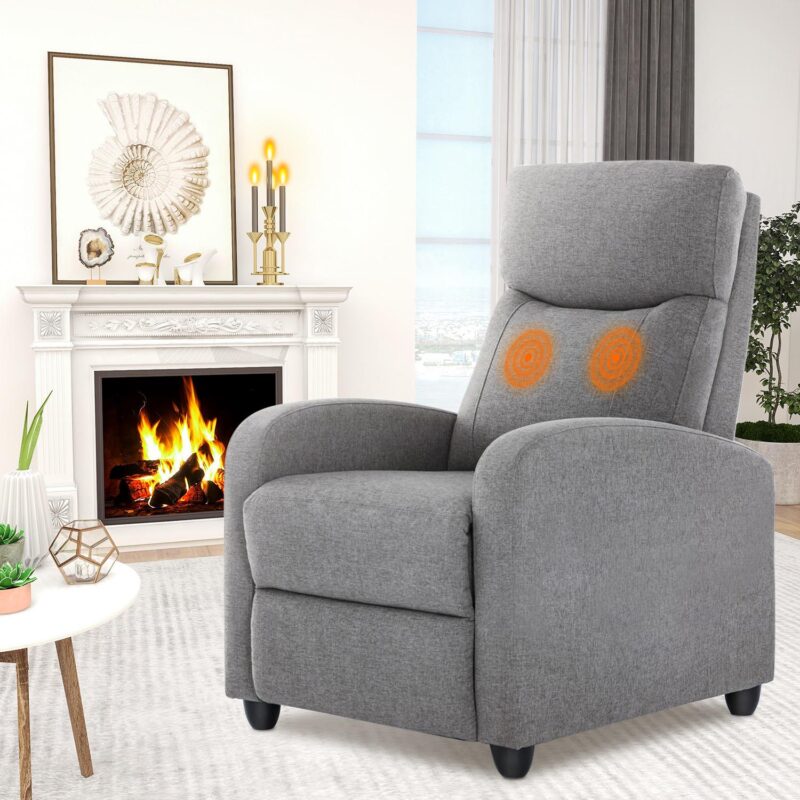 Flynama Gray Polyester Upholstered Tufted Zero Gravity Massage chair