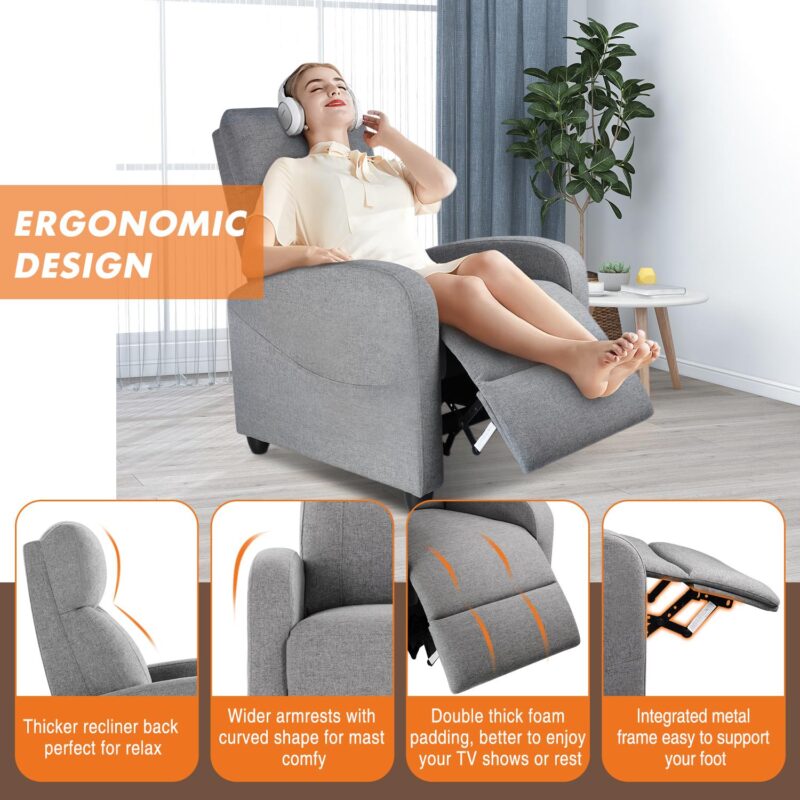 Flynama Gray Polyester Upholstered Tufted Zero Gravity Massage chair - Image 7