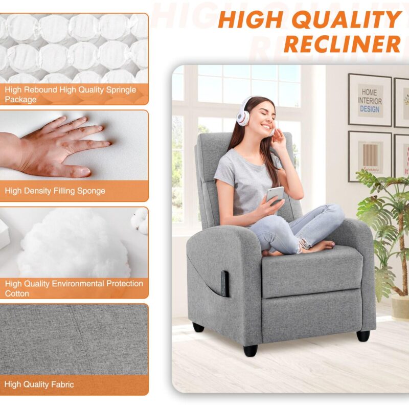 Flynama Gray Polyester Upholstered Tufted Zero Gravity Massage chair - Image 4