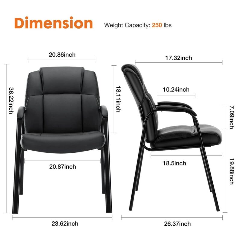 Flynama Office Chairs, Set of 2 Modern Black Faux leather Accent Chair - Image 4