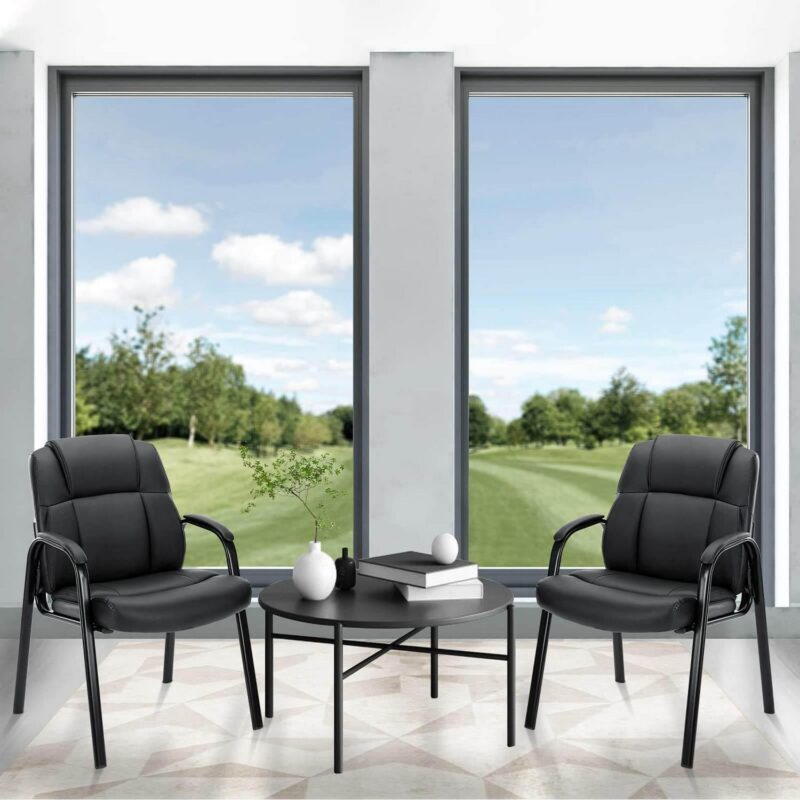 Flynama Office Chairs, Set of 2 Modern Black Faux leather Accent Chair - Image 5