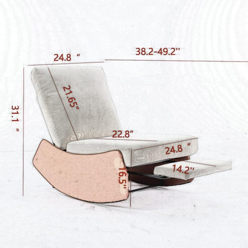 Flynama Orange Corduroy Upholstered Recliner - Image 2