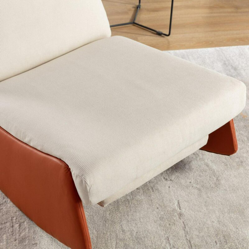Flynama Orange Corduroy Upholstered Recliner - Image 3