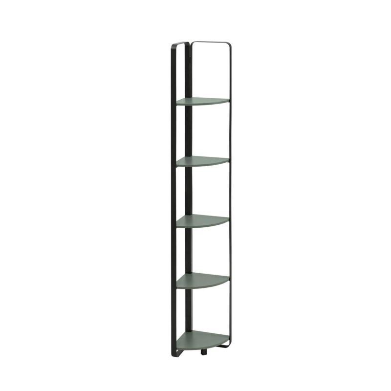 Furniture of America Naija Sage Green, Black Metal 5 -Shelf Corner Bookcase ( 10.25-Inches W x 71-Inches H x 10.25-Inches D ) Finished - Image 7