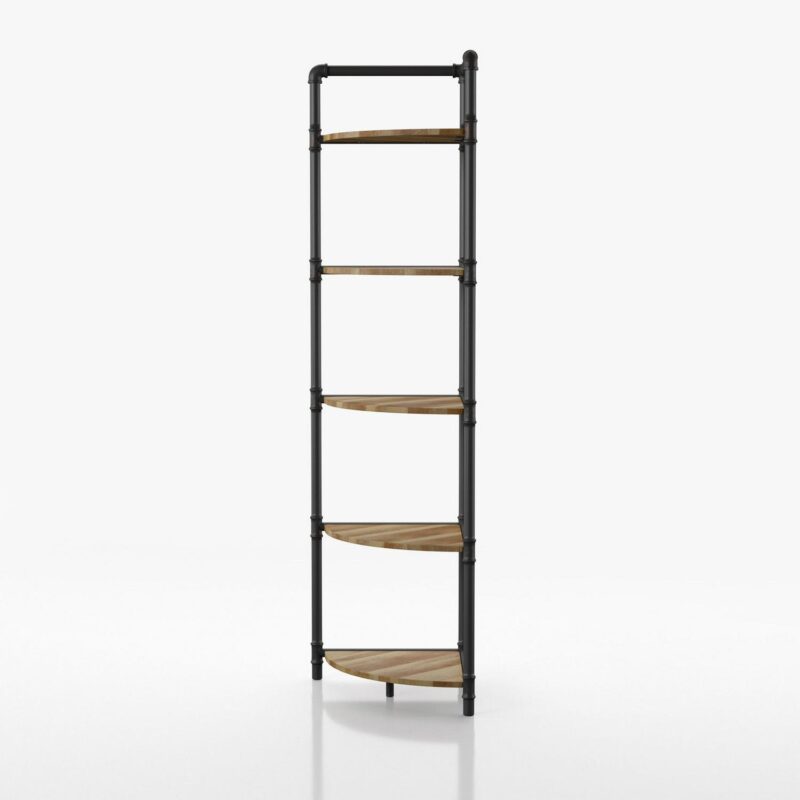 Furniture of America Dendham Sand black Metal 5 -Shelf Corner Bookcase ( 22.75-Inches W x 63.75-Inches H x 15.25-Inches D ) Finished - Image 3