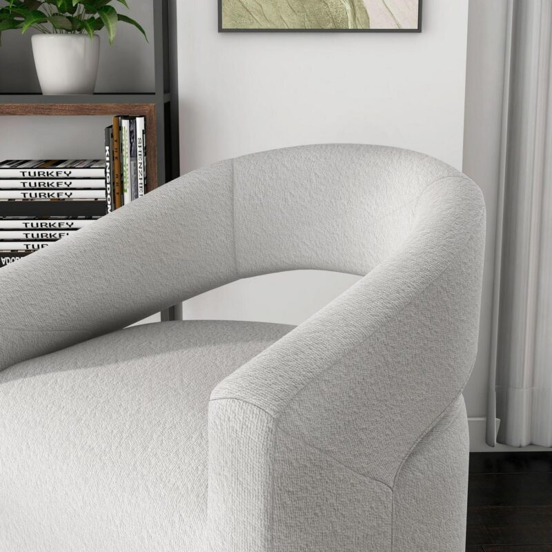 Furniture of America Stacy Modern White Boucle Swivel Accent Chair - Image 7