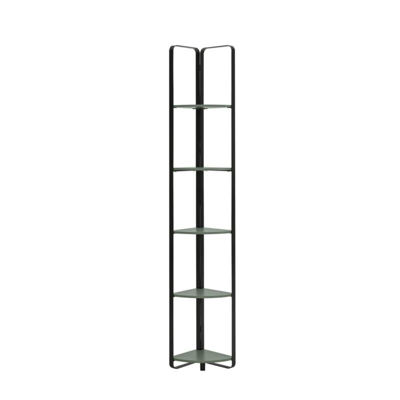 Furniture of America Naija Sage Green, Black Metal 5 -Shelf Corner Bookcase ( 10.25-Inches W x 71-Inches H x 10.25-Inches D ) Finished - Image 2