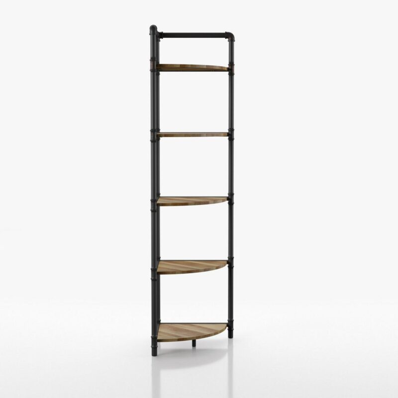 Furniture of America Dendham Sand black Metal 5 -Shelf Corner Bookcase ( 22.75-Inches W x 63.75-Inches H x 15.25-Inches D ) Finished - Image 4