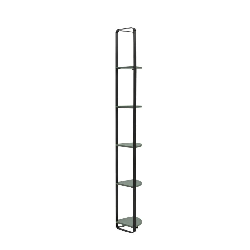 Furniture of America Naija Sage Green, Black Metal 5 -Shelf Corner Bookcase ( 10.25-Inches W x 71-Inches H x 10.25-Inches D ) Finished - Image 8