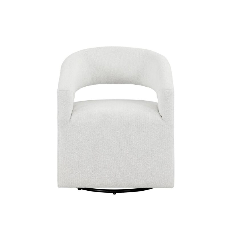 Furniture of America Stacy Modern White Boucle Swivel Accent Chair - Image 4