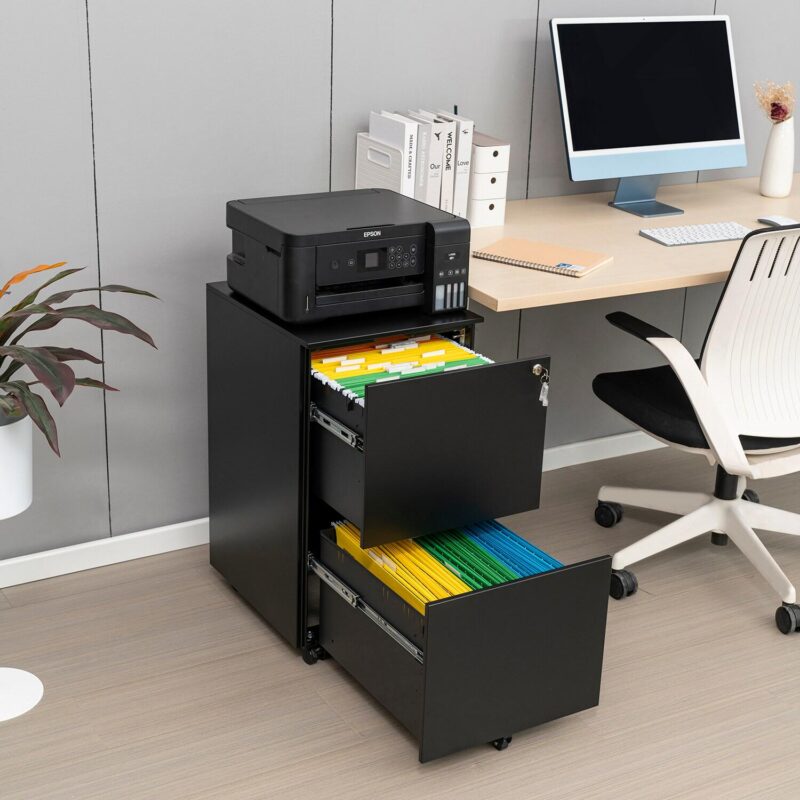 GZMR 2 Drawer File Cabinet with Lock Black 2 -Drawer 15.35-Inches File Cabinet - Image 6