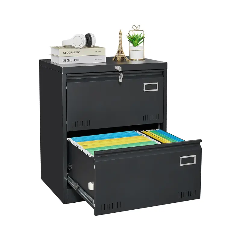 GZMR 2 Drawer Metal Lateral File Cabinet Black 2 -Drawer 23.62-Inches File Cabinet