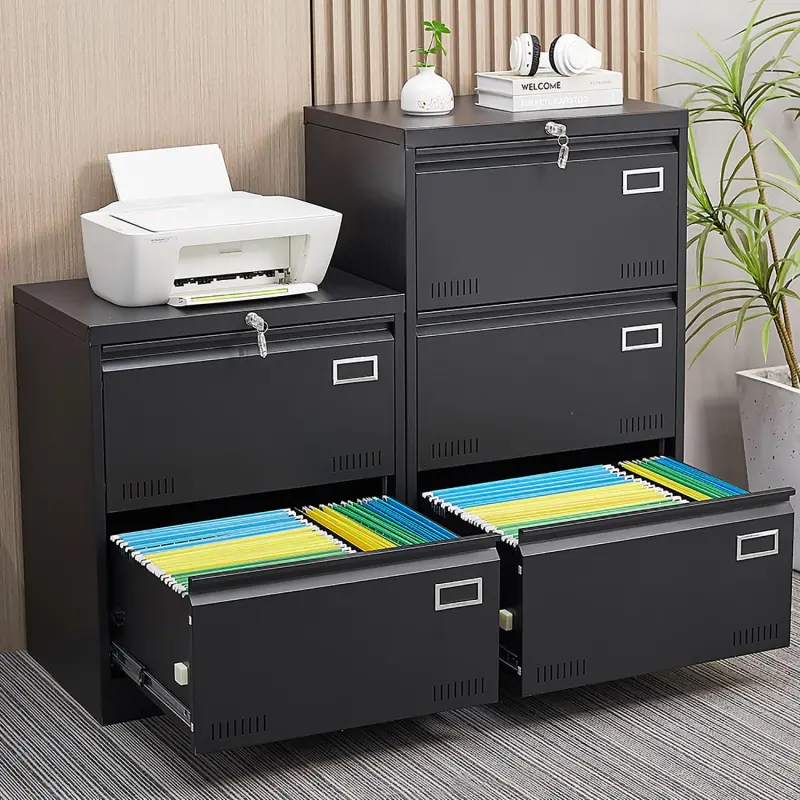 GZMR 2 Drawer Metal Lateral File Cabinet Black 2 -Drawer 23.62-Inches File Cabinet - Image 3