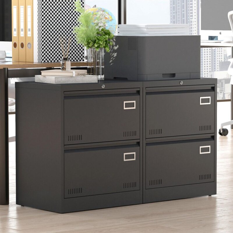 GZMR 2 Drawer Metal Lateral File Cabinet Black 2 -Drawer 23.62-Inches File Cabinet - Image 4