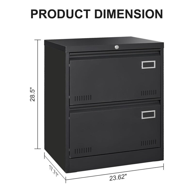 GZMR 2 Drawer Metal Lateral File Cabinet Black 2 -Drawer 23.62-Inches File Cabinet - Image 5