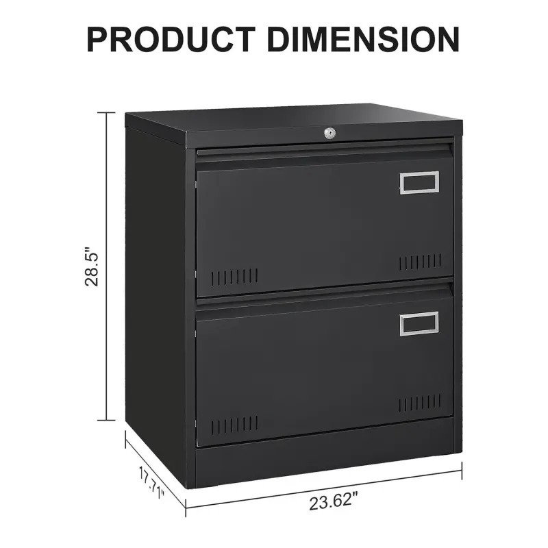 GZMR 2 Drawer Metal Lateral File Cabinet Black 2 -Drawer 23.62-Inches File Cabinet - Image 5