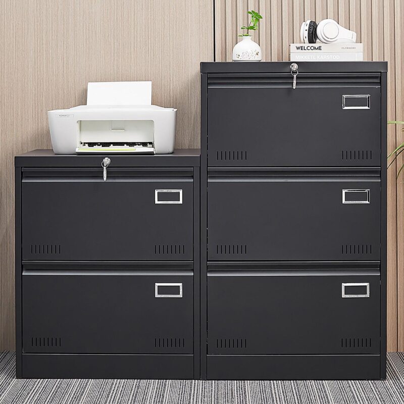 GZMR 2 Drawer Metal Lateral File Cabinet Black 2 -Drawer 23.62-Inches File Cabinet - Image 9