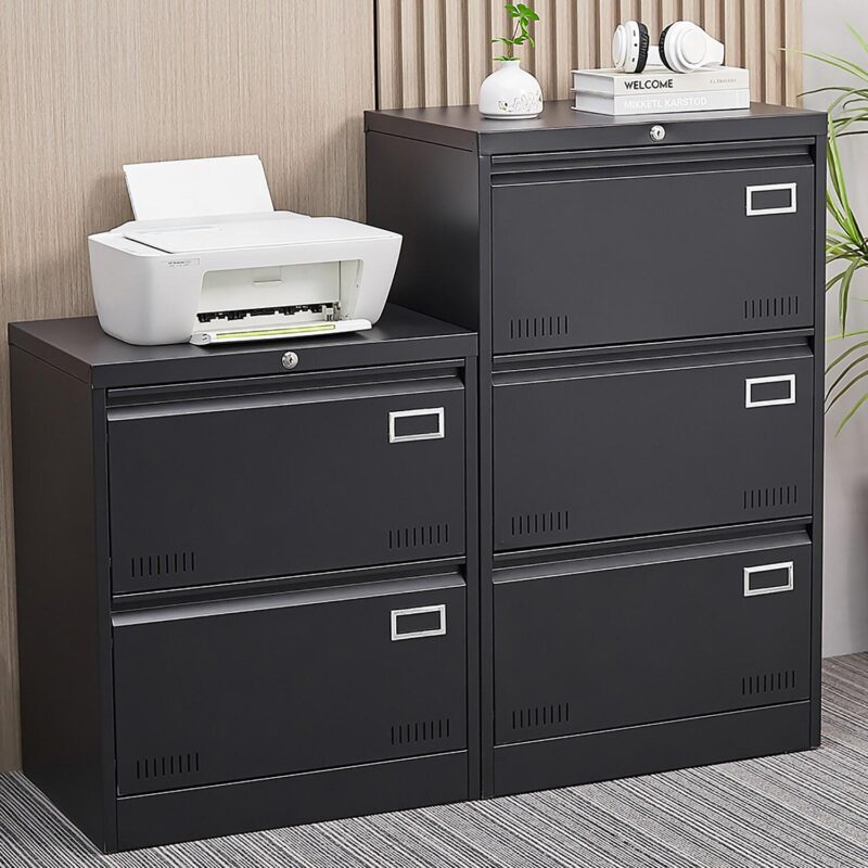 GZMR 2 Drawer Metal Lateral File Cabinet Black 2 -Drawer 23.62-Inches File Cabinet - Image 8