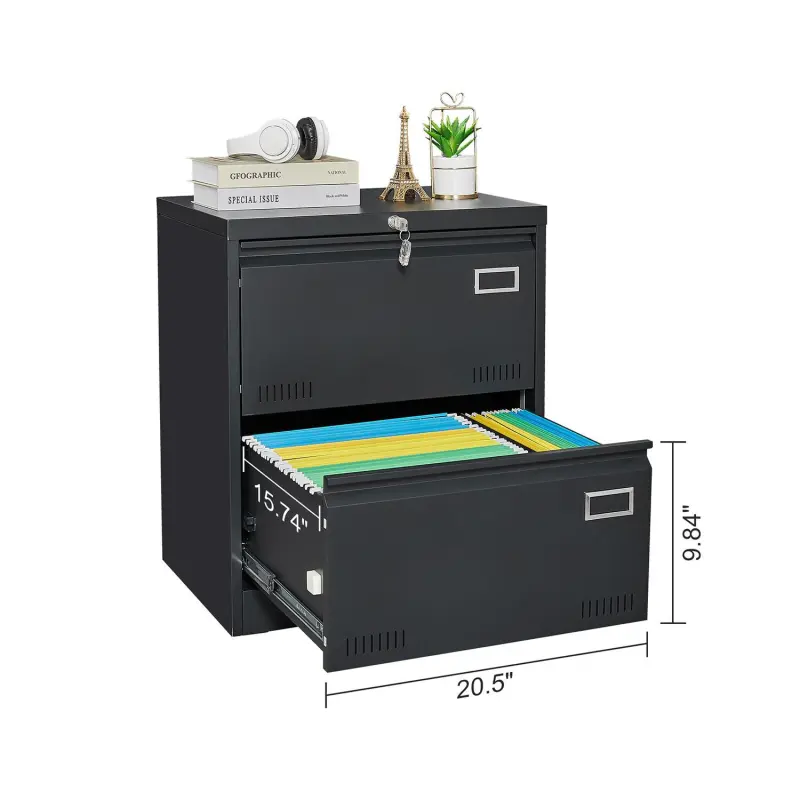 GZMR 2 Drawer Metal Lateral File Cabinet Black 2 -Drawer 23.62-Inches File Cabinet - Image 6