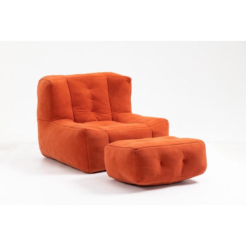 GZMR 2 Super Soft Lazy Sofa Chair Modern Orange Red Velvet Accent Chair - Image 6