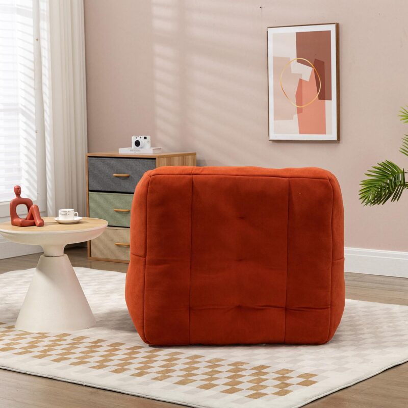GZMR 2 Super Soft Lazy Sofa Chair Modern Orange Red Velvet Accent Chair - Image 4