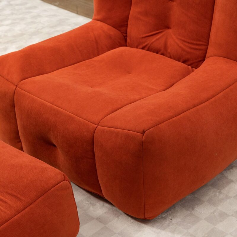 GZMR 2 Super Soft Lazy Sofa Chair Modern Orange Red Velvet Accent Chair - Image 5