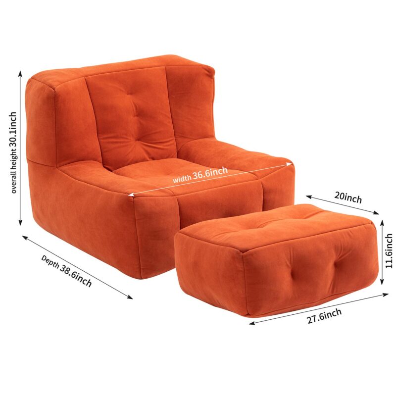 GZMR 2 Super Soft Lazy Sofa Chair Modern Orange Red Velvet Accent Chair - Image 7