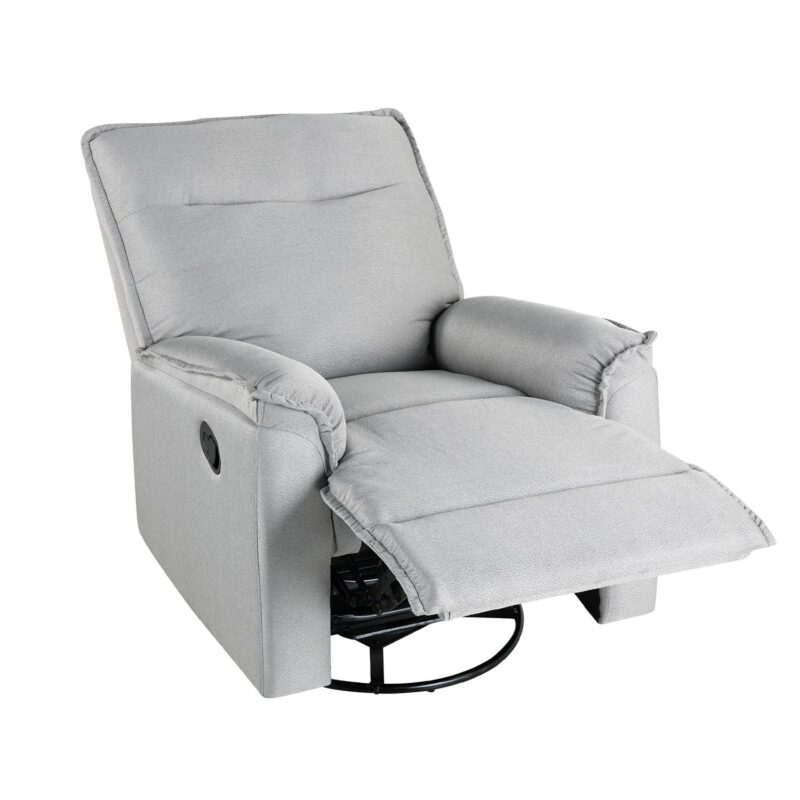 GZMR 360 Degree Swivel Upholstered Manual Recliner Chair Gray Linen Upholstered Swivel Recliner - Image 5